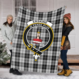 Clan Erskine Black and White Crest Tartan Blanket UC237