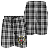 Clan Erskine Black and White Crest Tartan Mens Shorts NS748