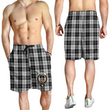 Clan Erskine Black and White Crest Tartan Mens Shorts NS748