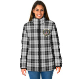 Clan Erskine Black and White Crest Tartan Padded Jacket RF235