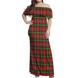 Clan Fairlie Modern Tartan Off Shoulder Long Dress VL281