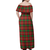 Clan Fairlie Modern Tartan Off Shoulder Long Dress VL281