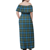 Clan Fergusson Ancient Tartan Off Shoulder Long Dress VL294