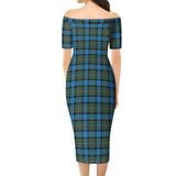 Clan Fergusson Ancient Tartan Off Shoulder Lady Dress VD919