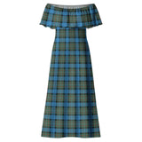 Clan Fergusson Ancient Tartan Off Shoulder Long Dress VL294