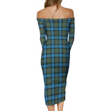 Clan Fergusson Ancient Tartan Off Shoulder Lady Dress VD919