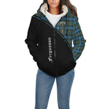 Clan Fergusson Ancient Crest Tartan Sherpa Hoodie Curve Style CE731