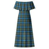 Clan Fergusson Ancient Tartan Off Shoulder Long Dress VL294