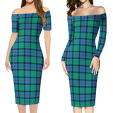 Clan Flower Of Scotland Tartan Off Shoulder Lady Dress VD908