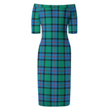 Clan Flower Of Scotland Tartan Off Shoulder Lady Dress VD908