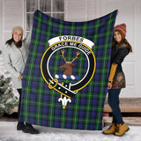 Clan Forbes Crest Tartan Blanket UC265