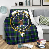 Clan Forbes Modern Crest Tartan Blanket UC264