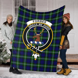 Clan Forbes Modern Crest Tartan Blanket UC264