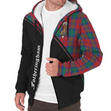 Clan Fotheringham Modern Crest Tartan Sherpa Hoodie Curve Style CE715