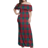 Clan Fotheringham Modern Tartan Off Shoulder Long Dress VL317