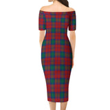 Clan Fotheringham Modern Tartan Off Shoulder Lady Dress VD897