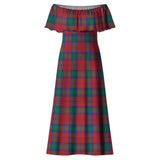 Clan Fotheringham Modern Tartan Off Shoulder Long Dress VL317