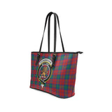 Clan Fotheringham Modern Crest Tartan Leather Tote Bag MT1922