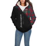 Clan Fotheringham Modern Crest Tartan Sherpa Hoodie Curve Style CE715