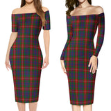 Clan Fraser of Lovat Tartan Off Shoulder Lady Dress VD887