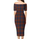 Clan Fraser of Lovat Tartan Off Shoulder Lady Dress VD887