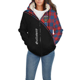 Clan Galloway Red Crest Tartan Sherpa Hoodie Curve Style CE698