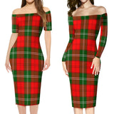 Clan Gartshore Tartan Off Shoulder Lady Dress VD876