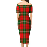 Clan Gartshore Tartan Off Shoulder Lady Dress VD876