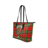 Clan Gartshore Crest Tartan Leather Tote Bag MT1902