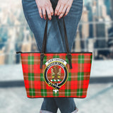 Clan Gartshore Crest Tartan Leather Tote Bag MT1902