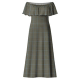 Clan Haig Tartan Off Shoulder Long Dress VL390