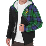 Clan Haldane Crest Tartan Sherpa Hoodie Curve Style CE647