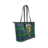 Clan Haldane Crest Tartan Leather Tote Bag MT1853