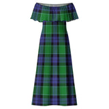 Clan Haldane Tartan Off Shoulder Long Dress VL391