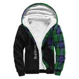 Clan Haldane Crest Tartan Sherpa Hoodie Curve Style CE647