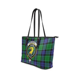 Clan Haldane Crest Tartan Leather Tote Bag MT1853