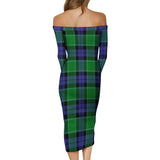 Clan Haldane Tartan Off Shoulder Lady Dress VD824