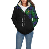 Clan Haldane Crest Tartan Sherpa Hoodie Curve Style CE647