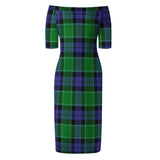 Clan Haldane Tartan Off Shoulder Lady Dress VD824