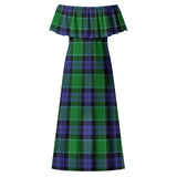 Clan Haldane Tartan Off Shoulder Long Dress VL391