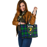 Clan Haldane Crest Tartan Leather Tote Bag MT1853