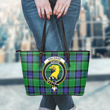 Clan Haldane Crest Tartan Leather Tote Bag MT1853