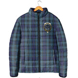 Clan Hannay Blue Crest Tartan Padded Jacket RF352