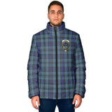 Clan Hannay Blue Crest Tartan Padded Jacket RF352