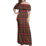 Clan Hepburn Tartan Off Shoulder Long Dress VL416