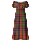 Clan Hepburn Tartan Off Shoulder Long Dress VL416