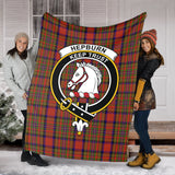 Clan Hepburn Crest Tartan Blanket UC365