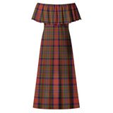 Clan Hepburn Tartan Off Shoulder Long Dress VL416