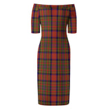 Clan Hepburn Tartan Off Shoulder Lady Dress VD799