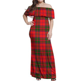 Clan Heron Tartan Off Shoulder Long Dress VL417